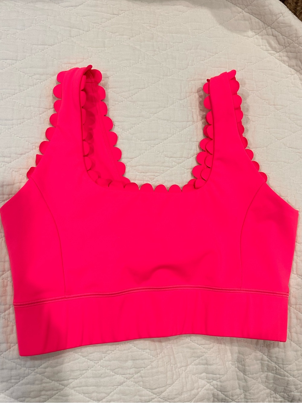 Scallop-Trim Pink Sports Bralette